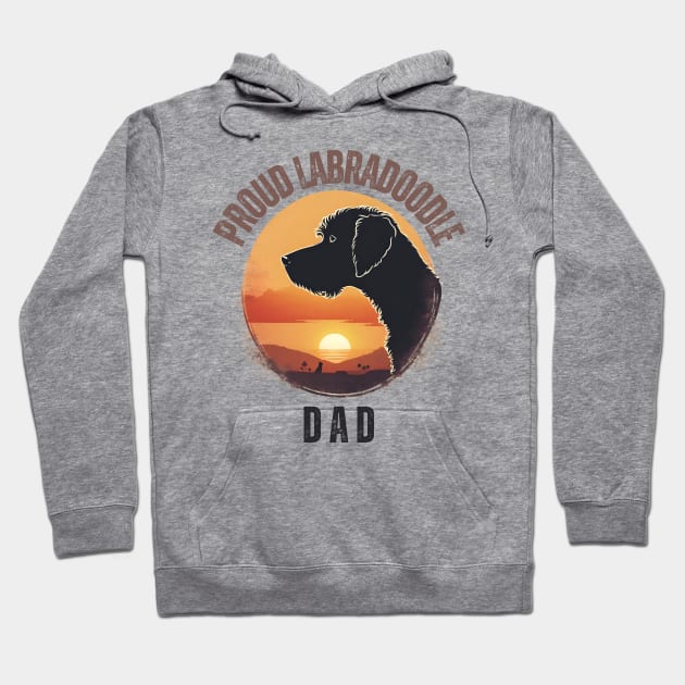 Proud Labradoodle Dad Vintage Sunset Hoodie by Doodle and Things